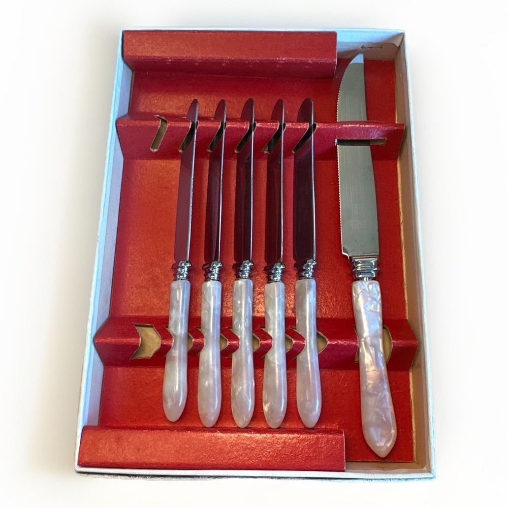 Sheffield VTG Stainless Steel England 6 Mother Of Pearl‎ Tea Knife Dessert Knife